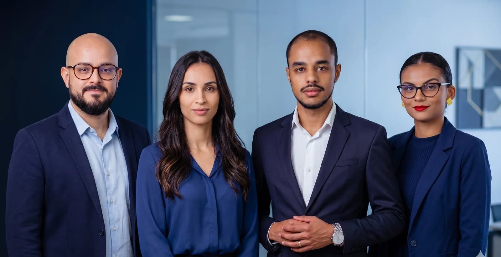 Os quatro sócios do Grupo Teha: Igor, Brenda, Jorge e Luana